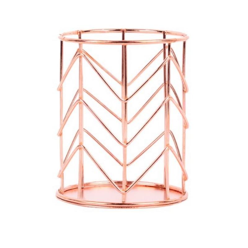 

1 шт. настольный держатель для ручек, офисный школьный футляр для хранения, металлическая золотая розово-золотая коробка для ручек, карандашей, органайзер для домашнего хранения