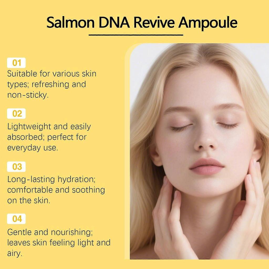 Salmon Caring Ampoule, Salmon DNA Revive Ampoule, Ampoule Face Serum for Anti-Aging & Intensive Moisturizing, Soothing, Hydrating & Restoring for Sens