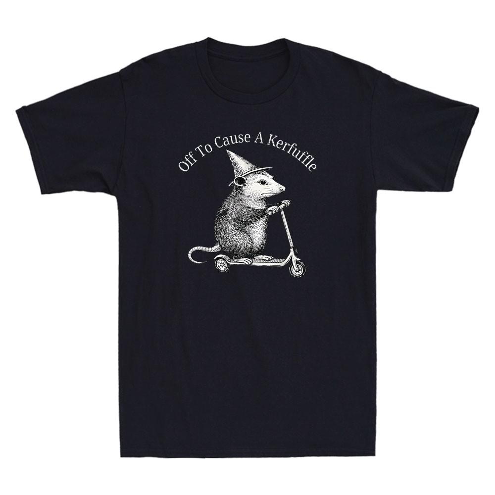 Possum Off to Cause A Kerfuffle Funny Possum Humor Saying Vintage Men s T-Shirt XXXL