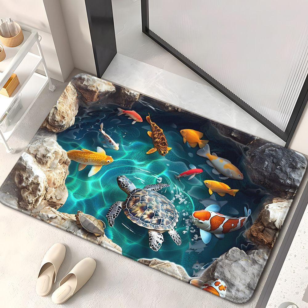 American 3D visual entryway wear-resistant door mat for home bathroom, anti slip and absorbent, easy to maintain floor mat