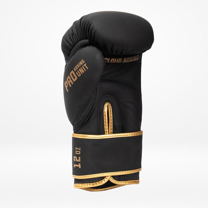 StormCloud Boxing Pro Echte Leder Boxhandschuhe Schwarz/Gold 12oz