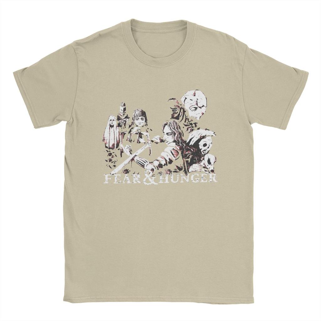 Men T-Shirts Fear And Hunger Funny Cotton Tees Short Sleeve T Shirt Round Collar Clothing Printed