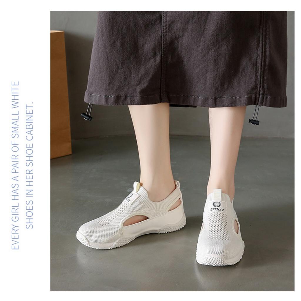 White Sneakers for Women, Casual, Hollow-out, Versatile, and Fly-knit Women's Shoes