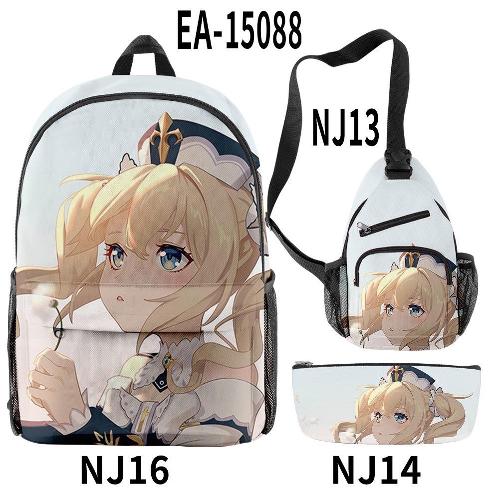 Luxury Novelty Cool Genshin Impact 3D Printed 3pcs/Set Pupil School Bags Travel Laptop Backpack Chest Bag Pencil Case