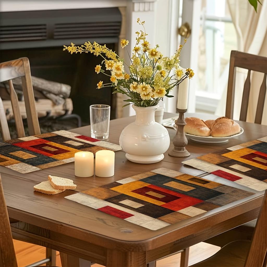 Of 4, 6, Or 8 Vintage Placemats with Geometric Designs - Ideal for Both Indoor And Outdoor Settings, Perfect for Enhancing Kitchen And Dining Room