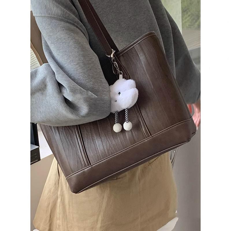 Korean college style large-capacity bag women's bag 2025 new trendy fashion retro tote bag simple commuter bag