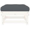Garden Stool with Cushion White Solid Pine Wood
