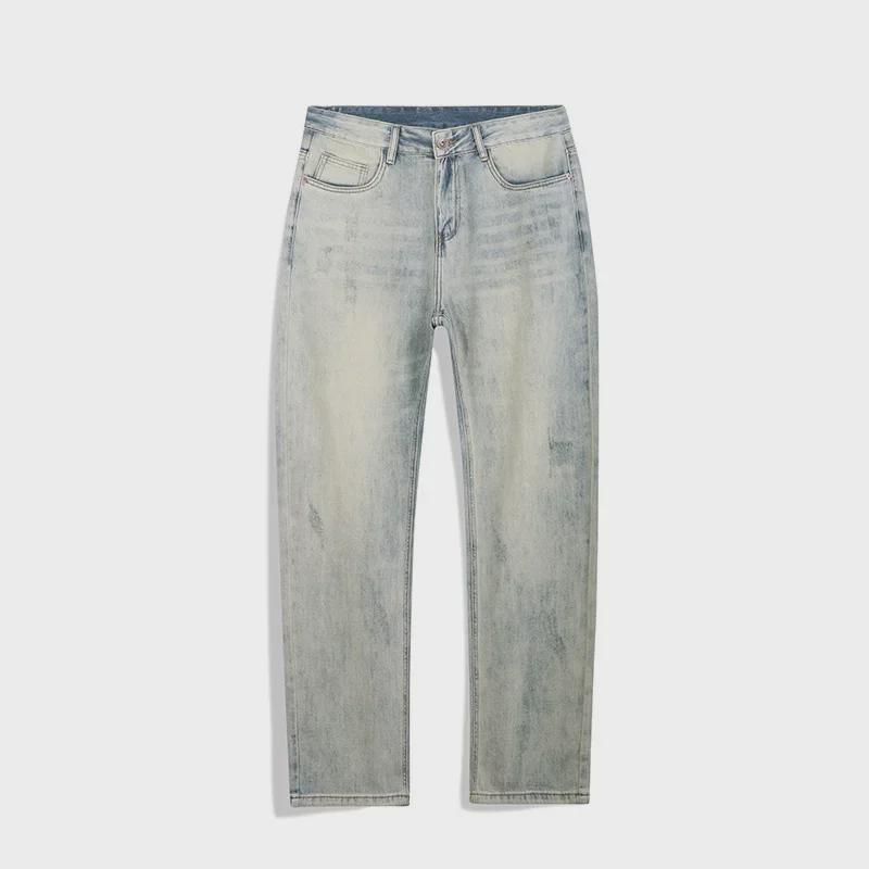 Men's Large Summer Loose Washed Retro Straight Jeans
