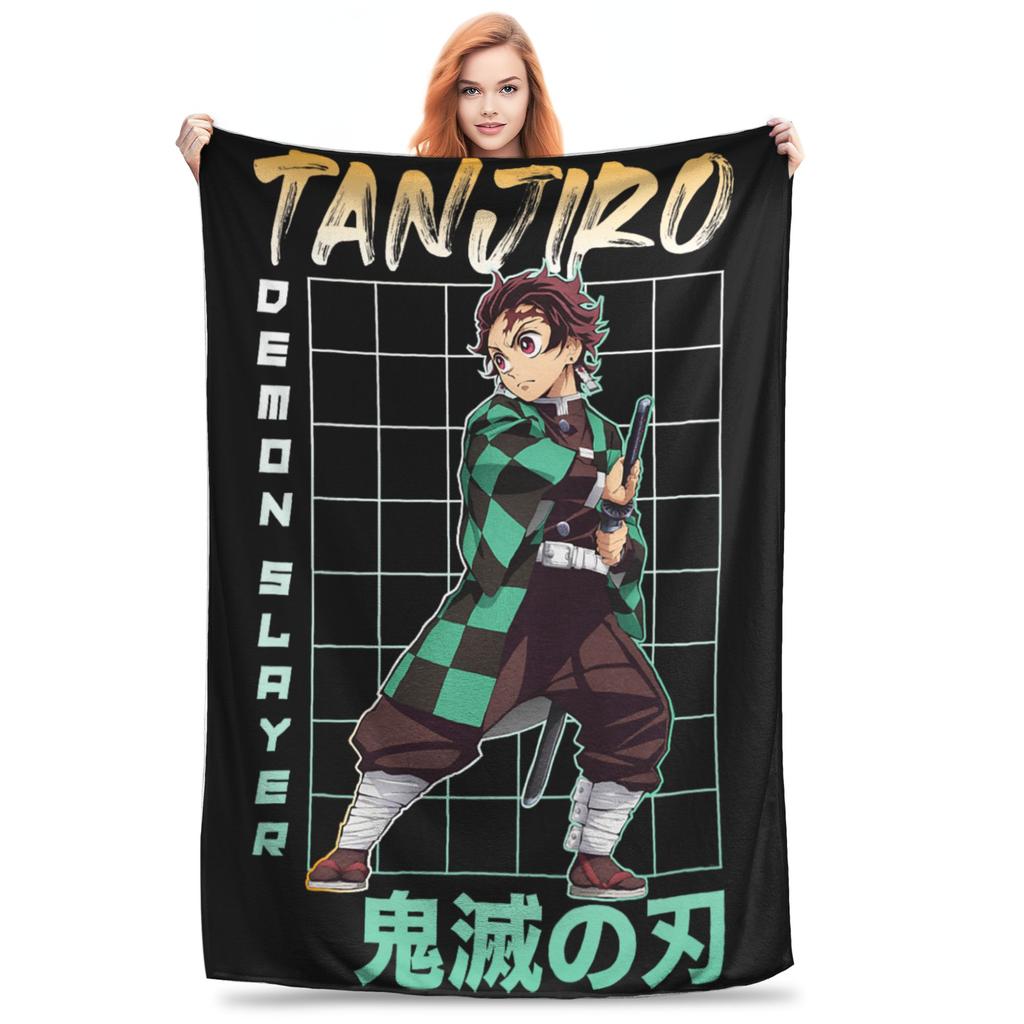 1PC Demon Slayers Infinity Castle Sanemi Shinazugawa Art Winter Blankets for Adults Bedding Home Interior Sofa Knee
