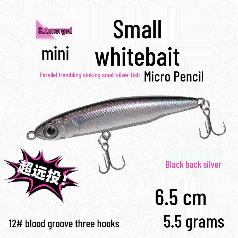 Small Silver Fish Pencil Twitching Long Cast Slow-Sinking Freshwater & Sea Fishing Lure for Mackerel & Asp