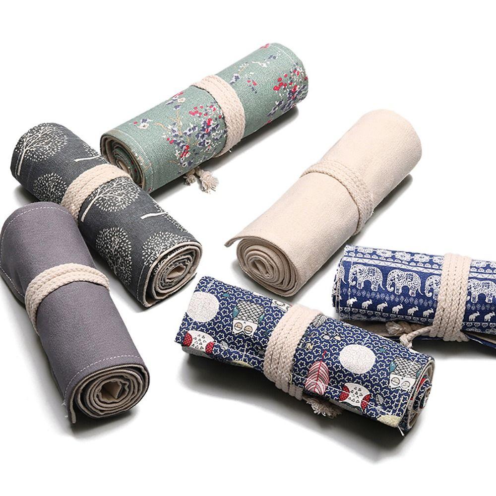 1Pcs New 12/24/36/48/72 Holes Cloth Pencil Case Colorful Sketch Paint Brush Bag Pencil Storage Bag School Student Supplies