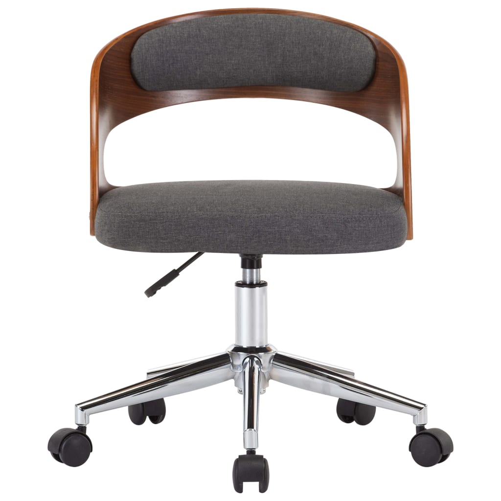 Swivel Dining Chair, Grey, Bentwood and Fabric