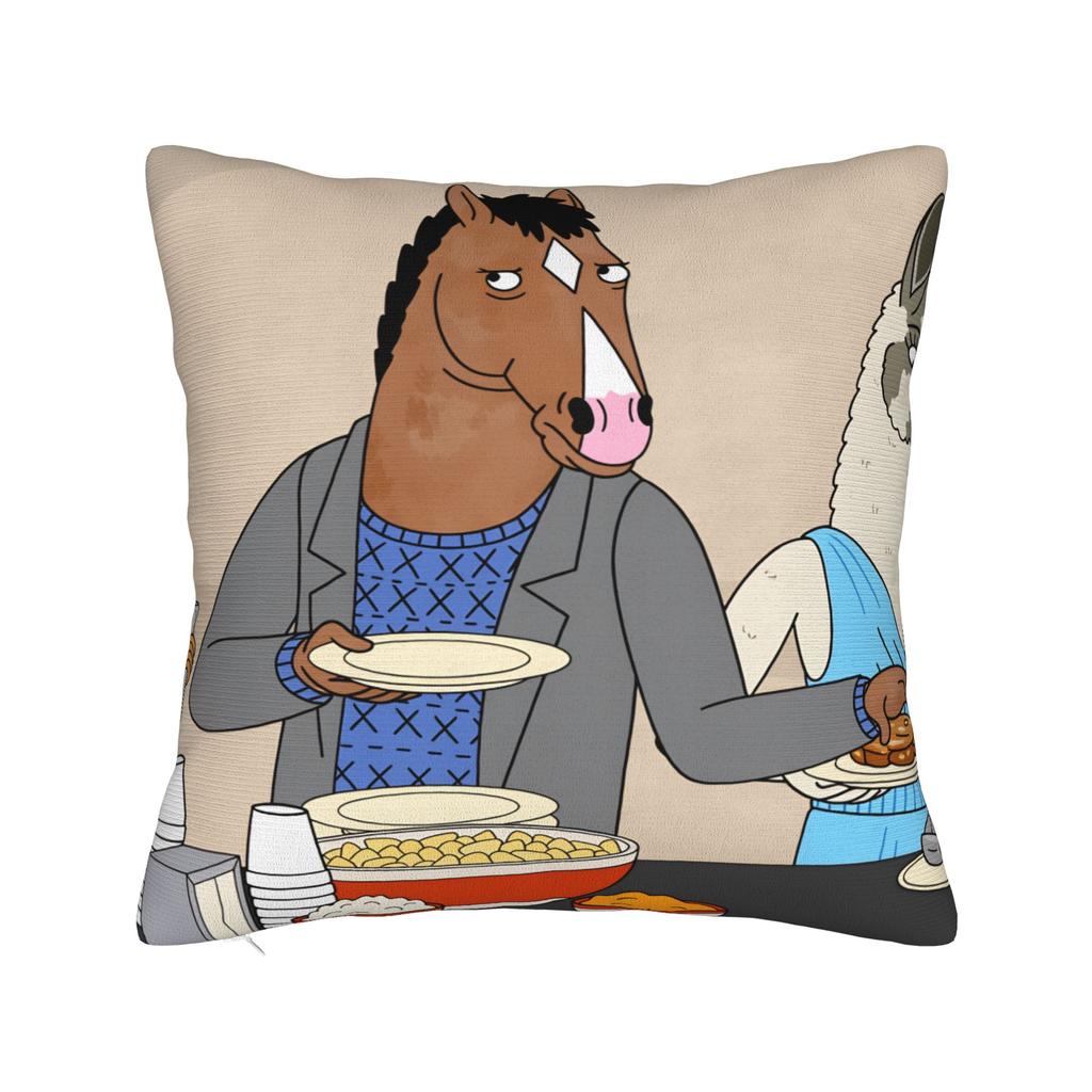 Pillow Case Anime B-BoJack H-Horsemans Soft Pillow Cover For Sofa Couch Bed Living Room Cute Funny Pillowcases