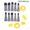 15/18Pcs Caulk Finisher Kit Glass Glue Caulking Nozzle Tips With Connection Bases Replacement For Bathroom Kitchen Doors