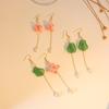 Retro High-End Lotus Earrings, Antique Temperament Asymmetric Lotus Leaf Pearl Fringed Chain Earrings