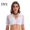 Short Sleeve Blouse Women Traditional German Dirndl Blouse, Lace Cropped Summer Casual Tee Shirt, Bavarian Oktoberfest Folk Costume Crop Top