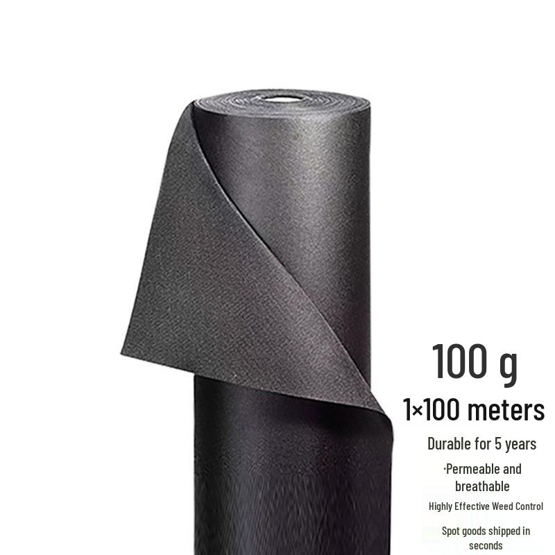 Durable Black Non-woven Biodegradable Weed Control Fabric, 1×100 Thickened - Water Permeable & Breathable for Agriculture. 100g 1×100m