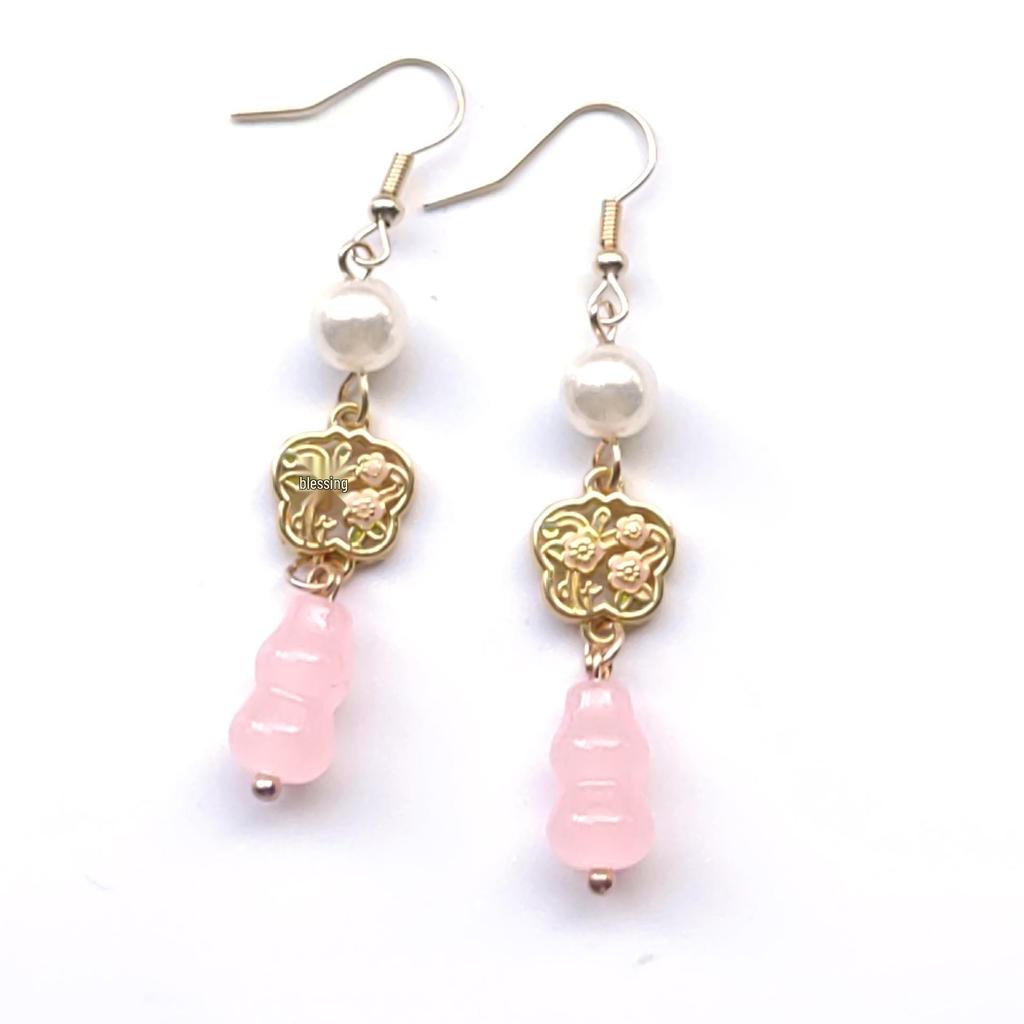 Chinese Style Jade-Resistant Long Earrings with Qipao-Inspired Design