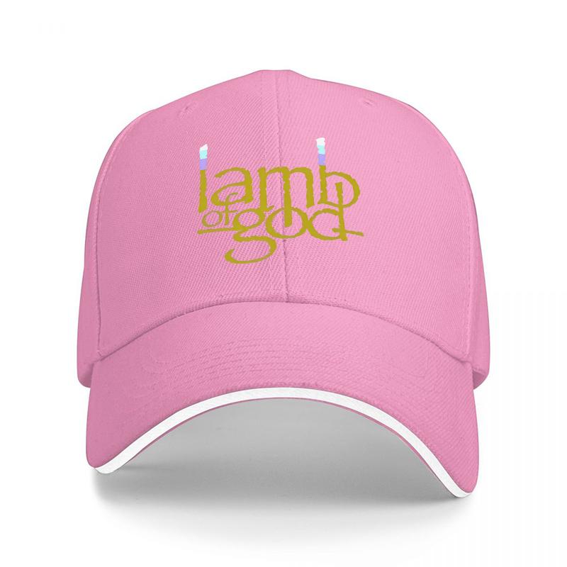 Lamb of God Logo Embroidered Black Baseball Cap with White Trim Classic Adjustable Fit for Music Fans and Metal Enthusiasts