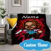 Custom Name Chucky Blanket bed sofa Blanket Flannel Blanket for Camping, Hiking, Picnic Essentials,gift for Fan family