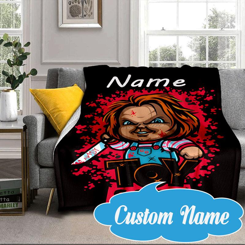 Custom Name Chucky Blanket bed sofa Blanket Flannel Blanket for Camping, Hiking, Picnic Essentials,gift for Fan family