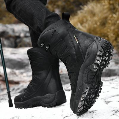 Nuovi stivali militari da combattimento resistenti all'usura e confortevoli, taglia grande, unisex, alti, in velluto, ispessiti, per escursionismo e neve