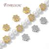 10*4mm 18K Gold Plated Brass with Zircon Flowers Beads For Bracelets Making Accessories,Separator For Beads,Spacer Bead Findings