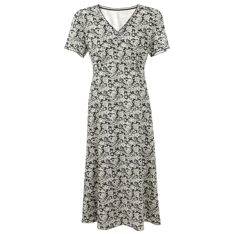 Women s Floral Print V-Neck A-Line Maxi Dress M