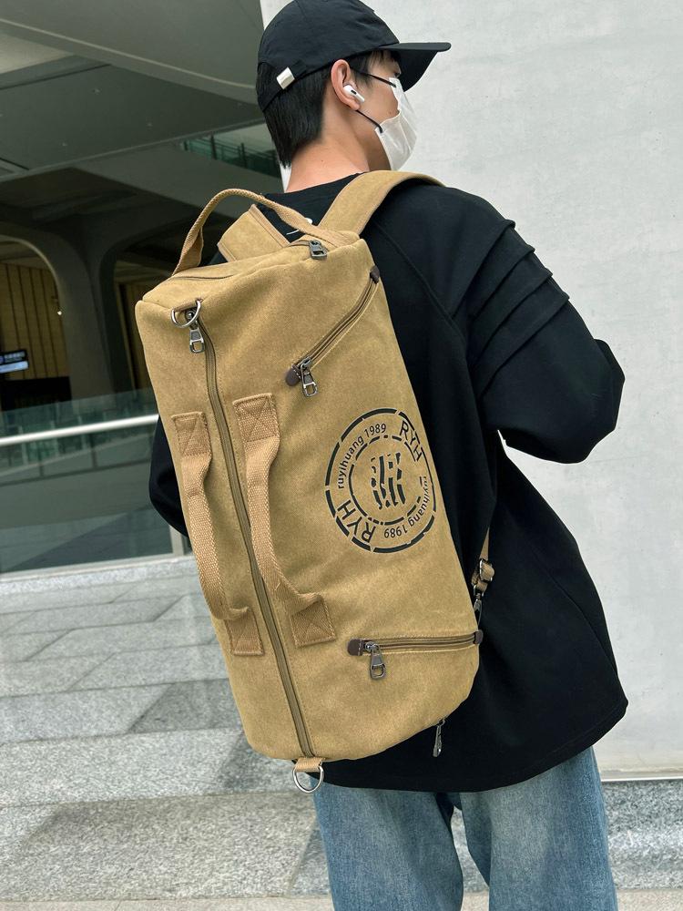 Canvas Bucket Bag: Unisex Shoulder Handbag, Business Travel & Sports Crossbody Backpack