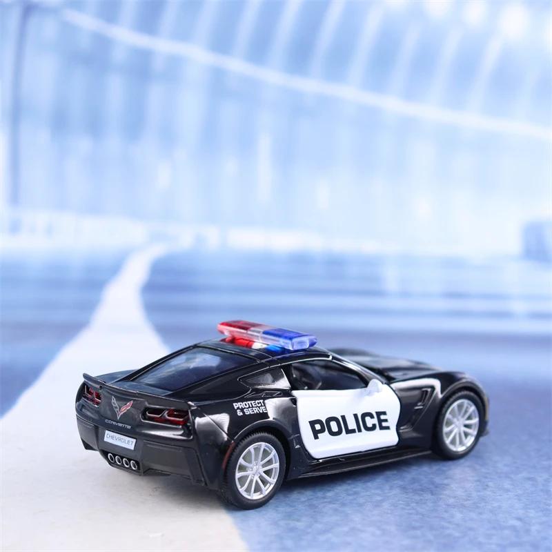 1/36 Scale Corvette Grand Sport C7 Police Car Model Diecast Toy Collection