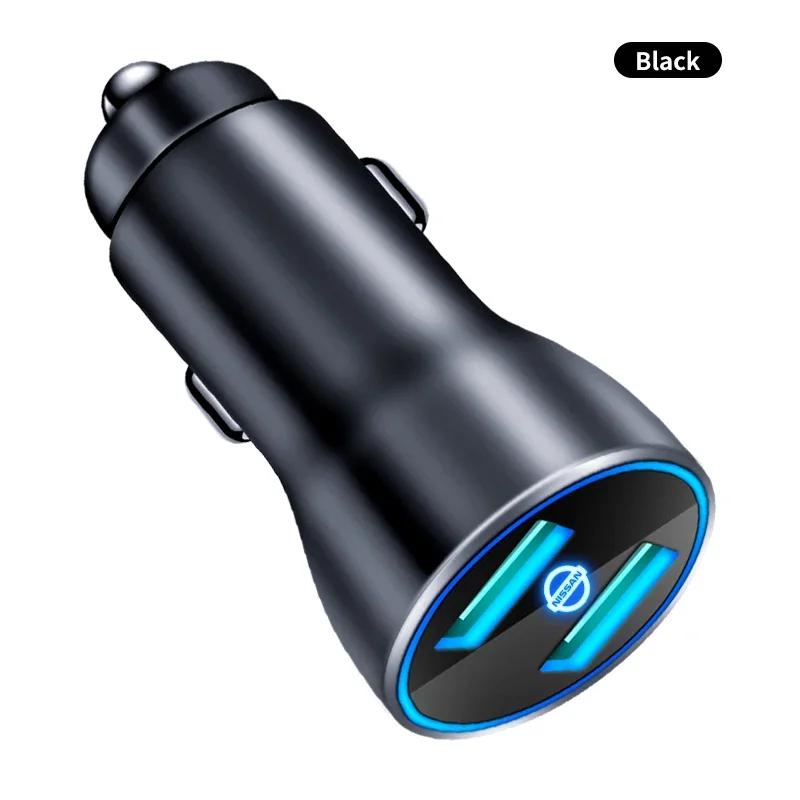 USB QC3.0 Car Charger LED Voltmeter Portable Adapter Cigarette Lighter For Nissan X-trail Almera Qashqai Tiida Auto Accessories