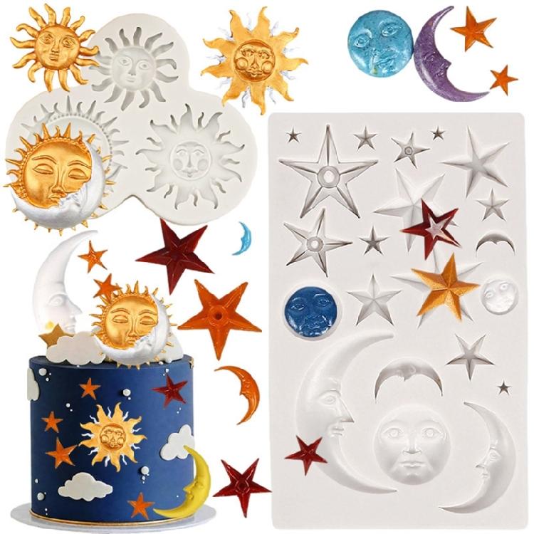 Moon Sun And Star Silicone Chocolate Mold Multipurpose Silicone Baking Mold For Making Chocolate Cake Epoxy Resin Art