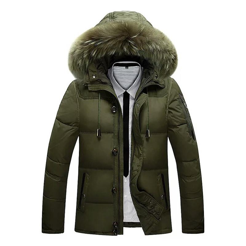 Premium Quality Winter Men's Thick Down Jacket With Cozy Faux Fur Collar And Hood