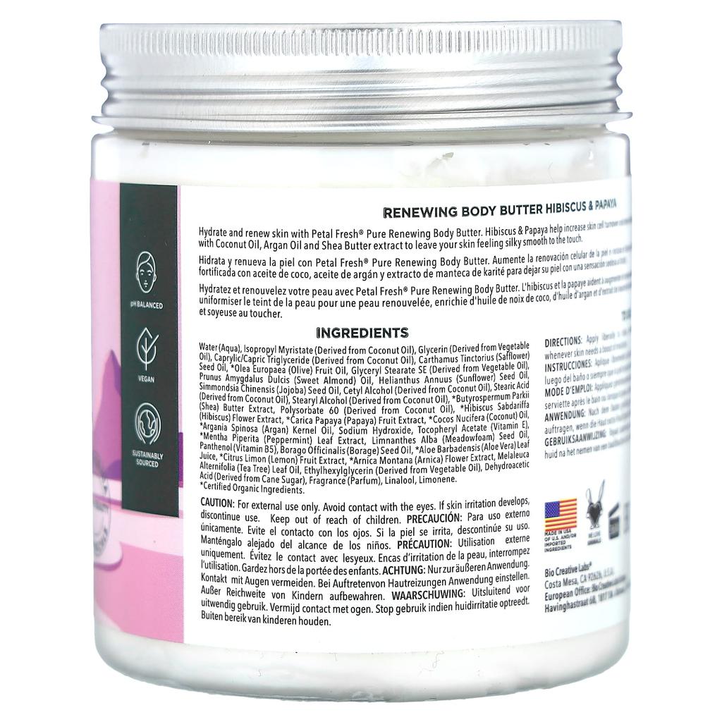 Petal Fresh Pure, Renewing Body Butter, Hibiscus and Papaya, 8 Oz (237 Ml)