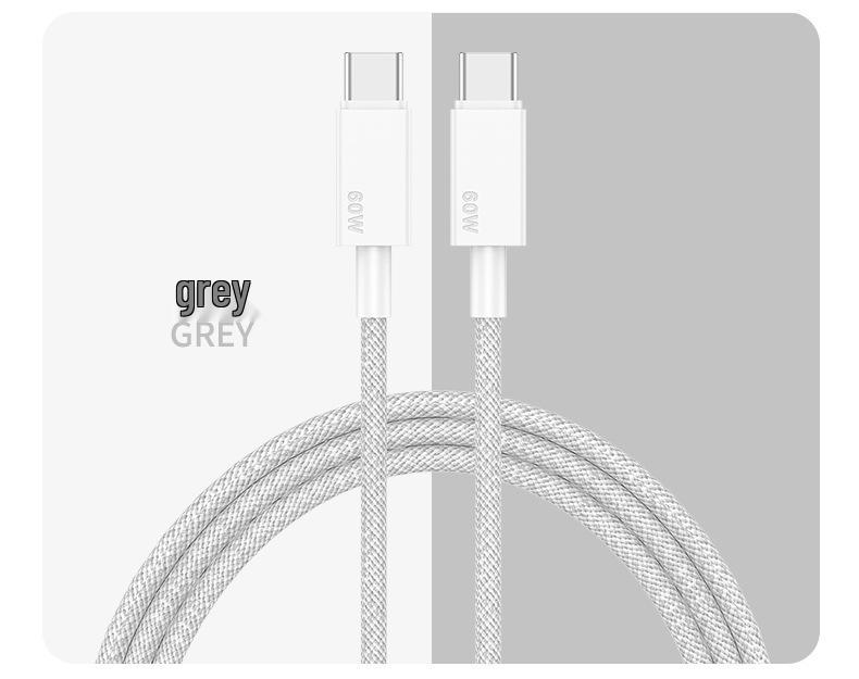 PD60W Braided USB-C to USB-C 3A Fast Charging Cable for Laptops, Tablets, Huawei, Apple (15-inch)