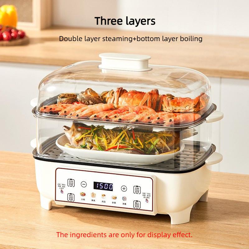 Multi functional Electric Steamer Four Layer Large Capacity Steam Pot Household Breakfast Automatic Power Off Steaming Box