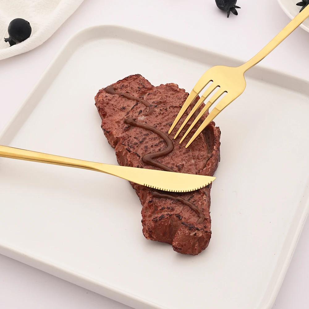 40Pcs/Set Western Gold Dinnerware Set Stainless Steel Cutlery Set Fork Knife Tea Spoon Flatware Tableware Kitchen Silverware Set