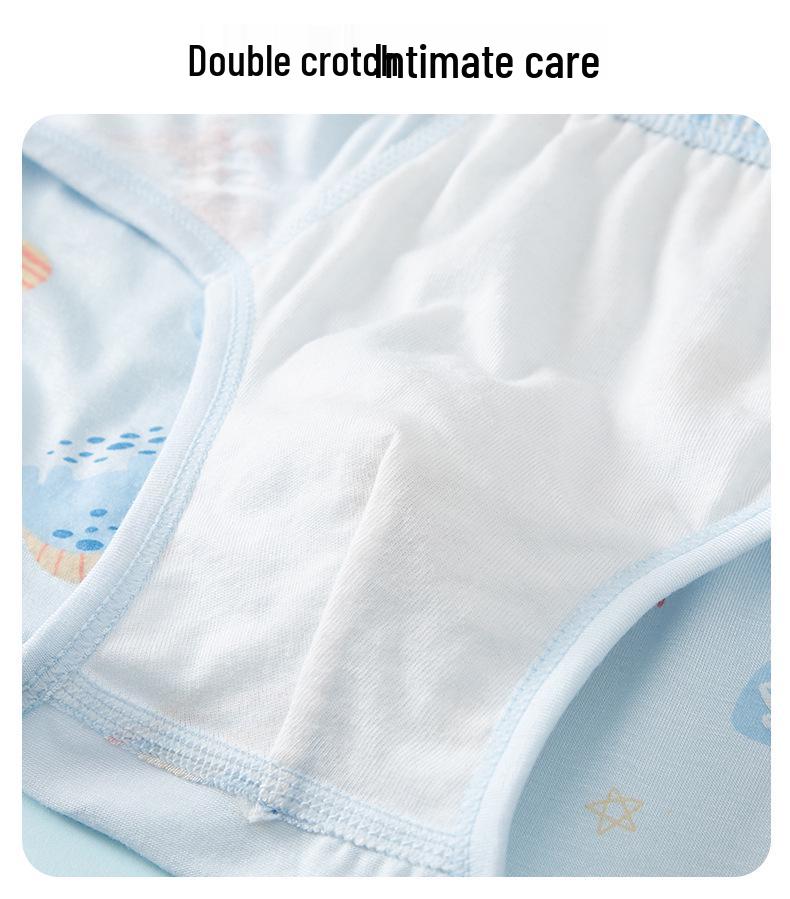 Autumn-Winter Boys' Cartoon Cotton-Modal Triangle Underwear Set