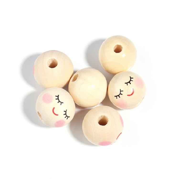 Natural Wood Beads Wooden Faced Beads Wooden Ball with Hole for DIY Decor Craft