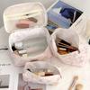 Fashion Bow Women Makeup Bag Large Capacity Multifunctional Cotton Quilted Zipper Bag Toiletries Handbag