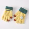 Winter Plus Velvet Children's Warm Gloves Thickened Five finger Baby Cold Yarn Cute Gloves for Girls Thickened Gloves