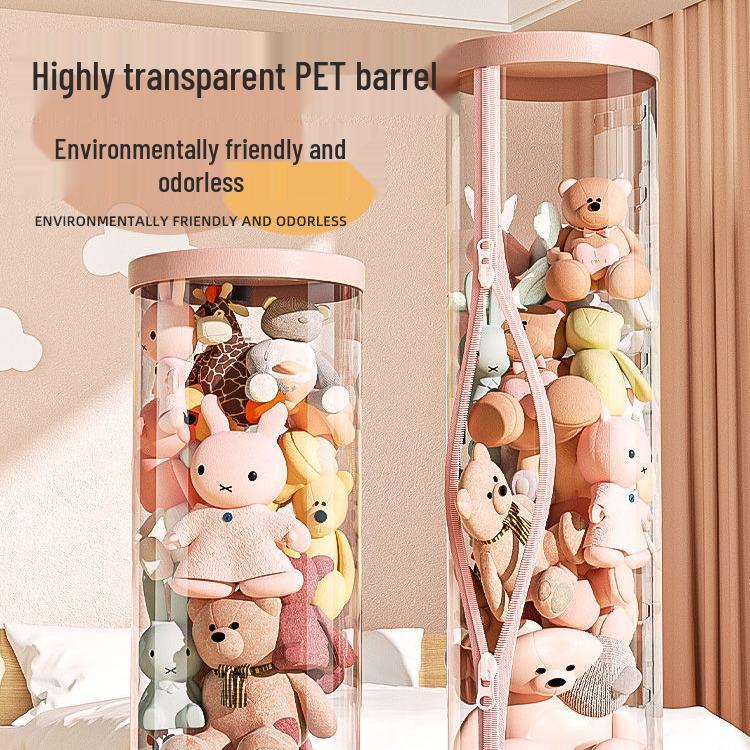 Large Capacity Children's Plush Toy Storage Bin with Wheels & Zipper