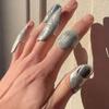2026 Artistieke Onregelmatige Textuur Knokkelring Zilver Hip-Hop Stijl Niche Volledige Vinger Ringen Voor Mannen En Vrouwen