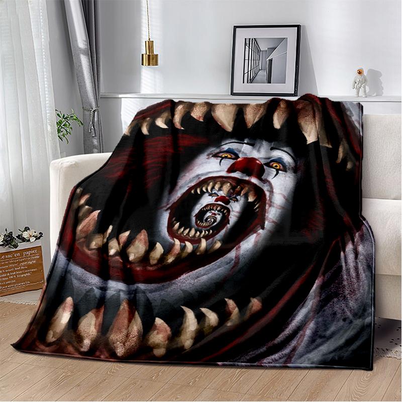 2026 New Style Terrifier 3 Horror Clown Movie Cartoon Soft Blankets,Throw Blanket Comfortable Blanket for Picnic Beds Sofa Home