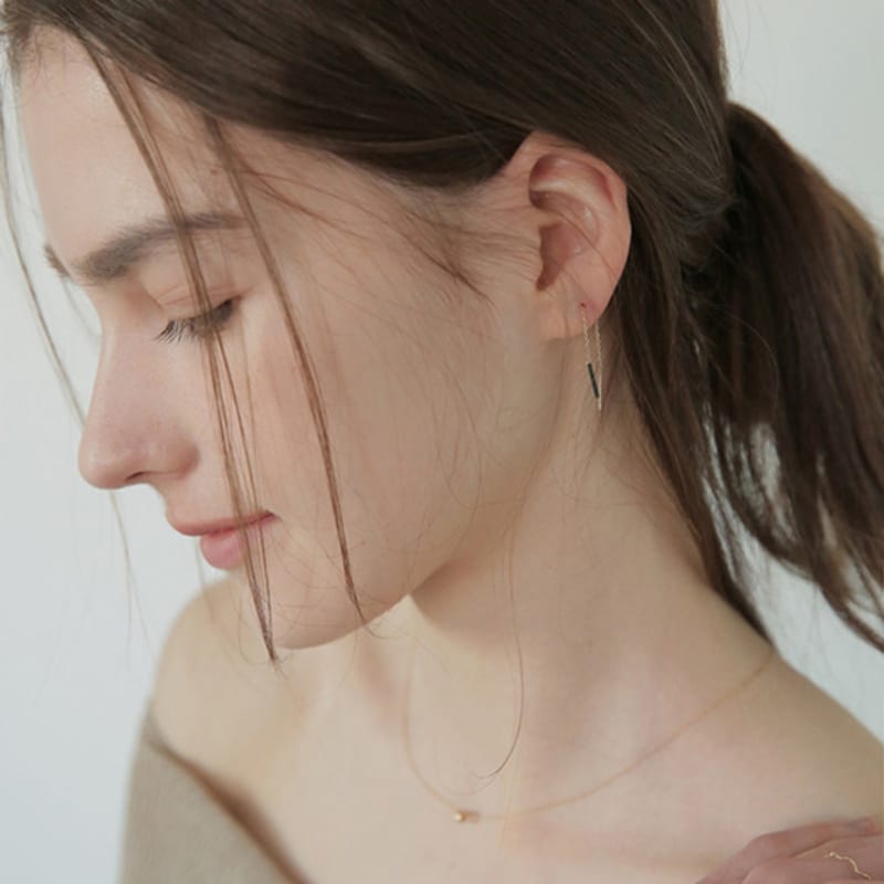 Modernlike 14k Gold Stick Chain Drop Earrings