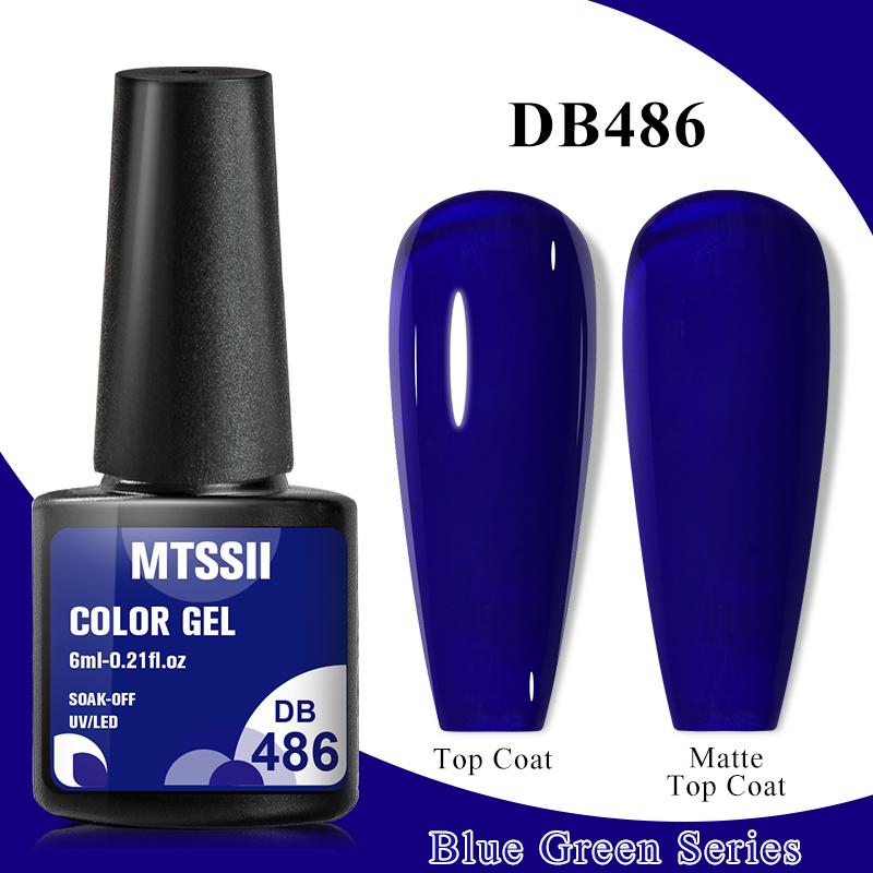 

MTSSII 6 мл гель-лак для ногтей ярко-синий зеленый полуперманентный геллак для дизайна ногтей маникюр блестящий УФ-светодиодный гель для ногтей «сделай сам» 1 бутылка DB486
