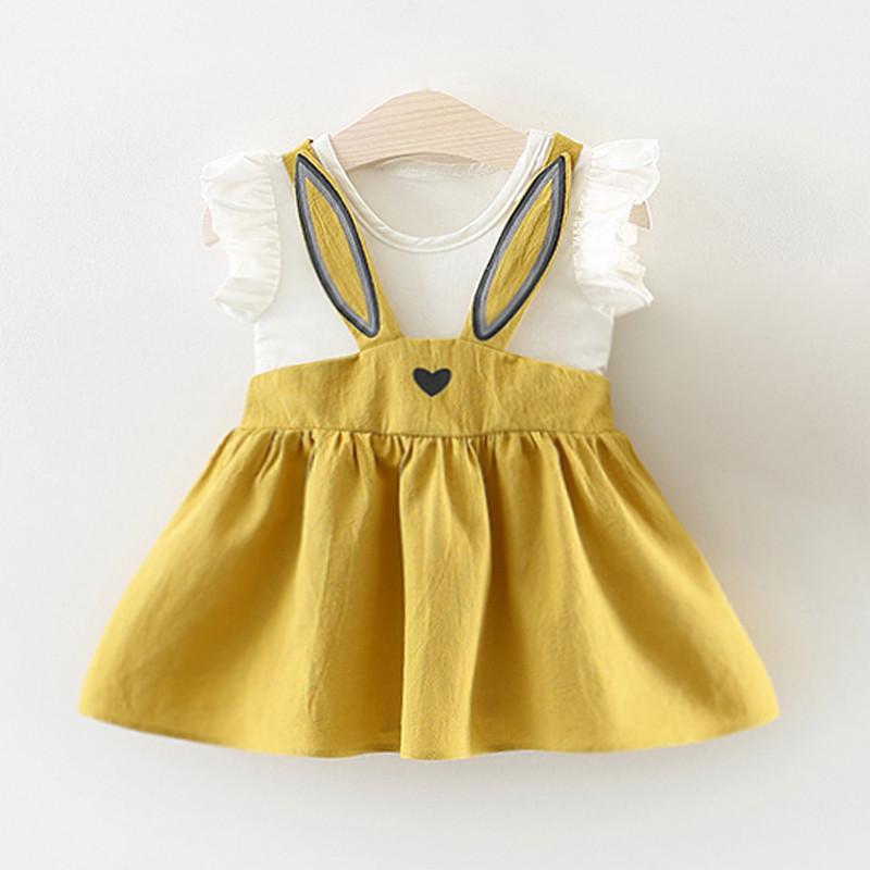 Χαριτωμένο μωρό βρέφος Casual 2 τμχ Φόρεμα καλοκαιρινού σχεδίου κινουμένων σχεδίων με σλιπ PP Σετ κοστουμιών παντελονιών