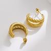 18K Gold Geometric Twisted Cable Earrings In Titanium Steel for Women