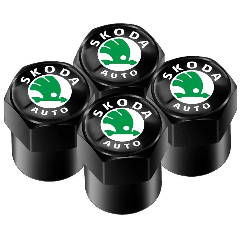 Car Sticker 2025 Hot New Sporty Aluminum Car Wheel Tire Valve Caps Tyre Rim Stem Covers Airdust Waterproof For Skoda Universal V