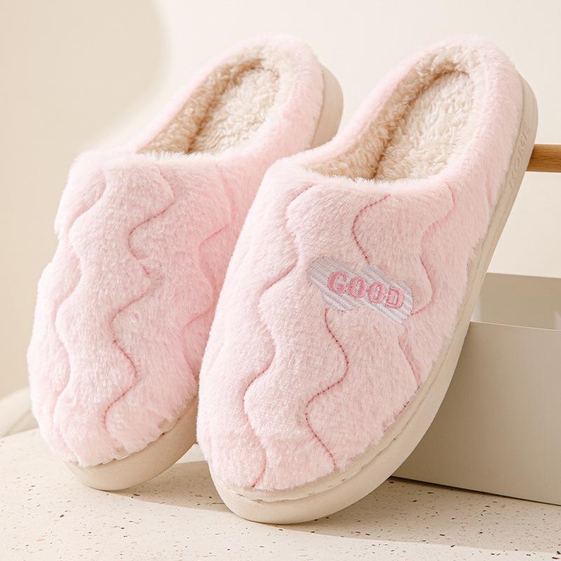 New wavy cotton mop autumn and winter plush slippers indoor home cotton mop warm protection wear-resistant sweat-absorbing breathable